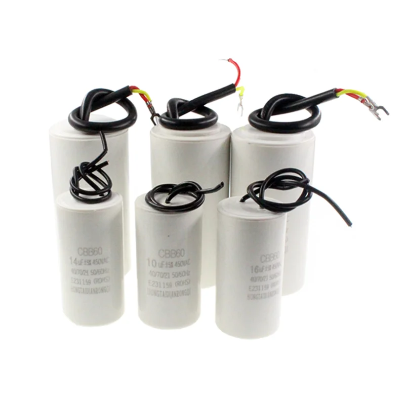 450V 3UF 4UF 5UF 6UF 8UF 10UF 12UF 15UF 18UF 20UF 25UF 30UF 35UF 40UF 45UF 50UF Motor Run Capacitors CBB60 Spade Tabs 450VAC