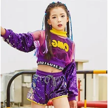 RUNQHUI Bambino Ragazza Set Danza Latina Vestito Danza Paillettes Costume Danza Moderno Jazz Hip Hop Brillante Costume Dancewear 3-16 Anni, Tipo A Argento, 3-4 Anni - Foto 10