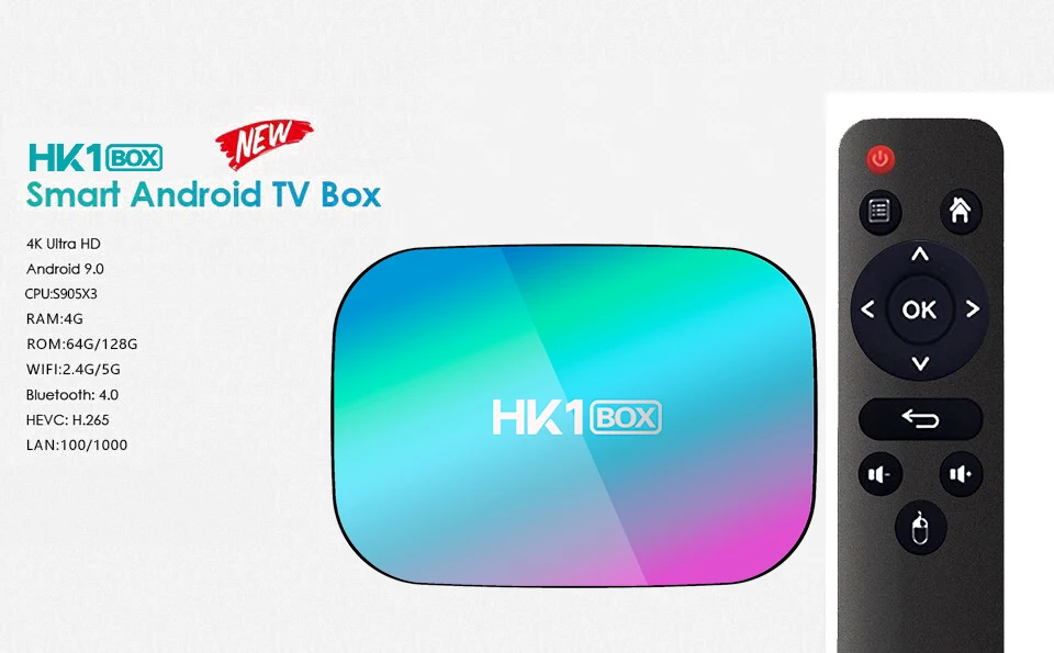 HK1 Smart TV BOX Android 9.0 8K Display Dual Wifi BT