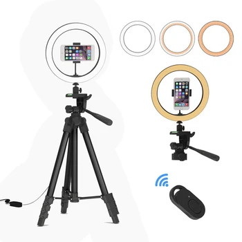 

10 Inch Selfie Ring Light with Adjustable Tripod Stand & Phone Holder LED Ring Light Compatible with Phones and Cameras