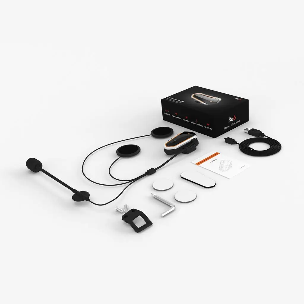 Motorcycle Intercom Helmet Bluetooth Waterproof Headset FM Radio Headphone