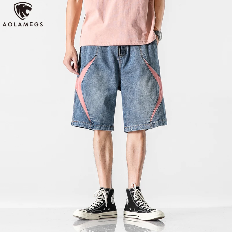 

Aolamegs Denim Shorts Men's Summer Casual Shorts Youth Hip Hop Harem Sports Streetwear Fashion All-match Sweatshorts Beam Pants