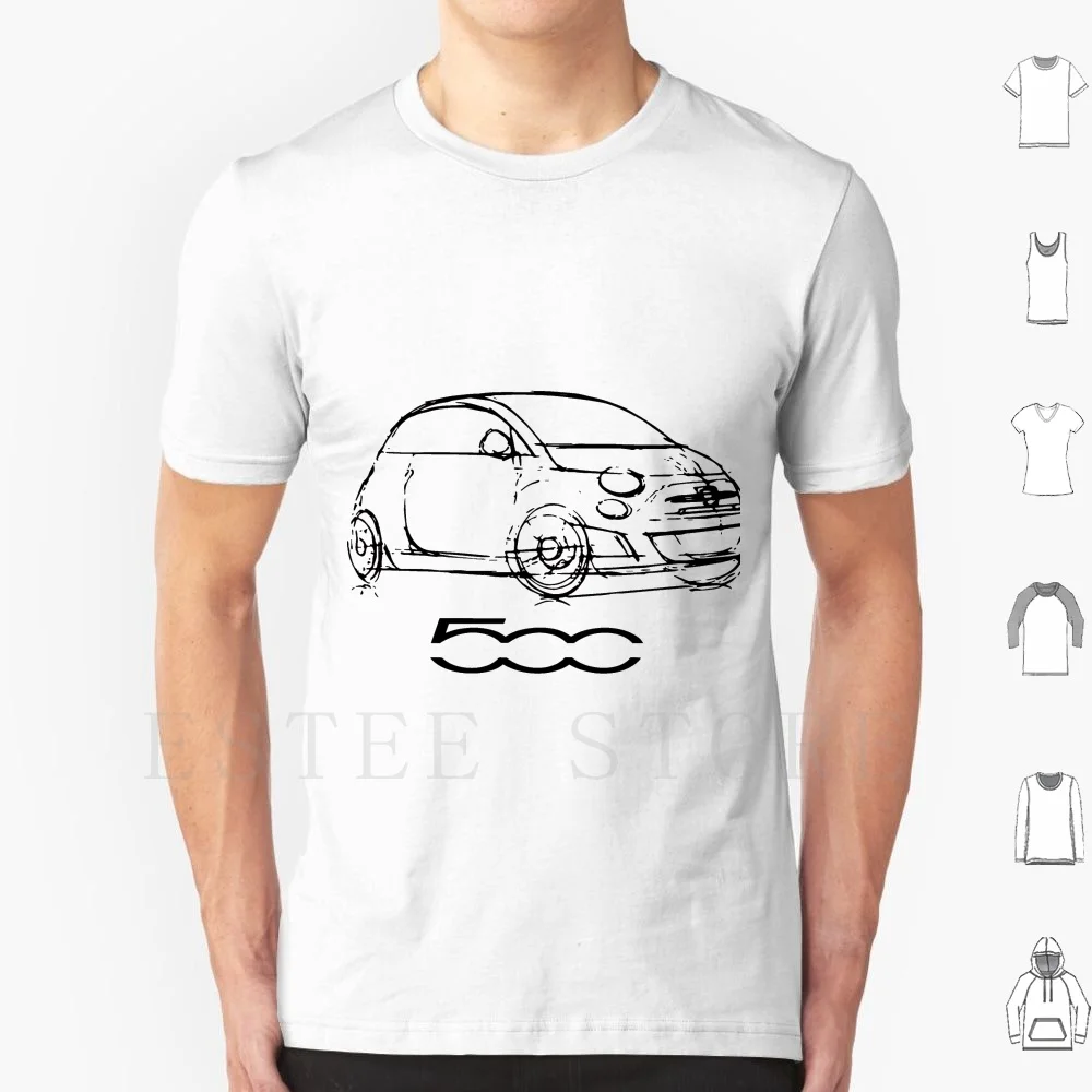 Fiat Abarth 500 Sketch-Black T Shirt Diy Big Size 100% Cotton Fiat 500 Abarth Sketch Concept Icon Retro Classic Car Cars