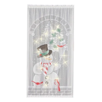 

Curtain Festival Door Living Room Christmas Gift Polyester Lace Home Decor String Light Easy Install Led Holiday Accessories