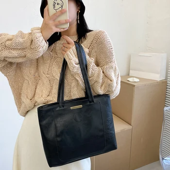 

Retro PU Leather Shoulder Bag Women Large Capacity Totes Bags Causal Ladies Shopping Handbags