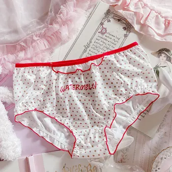 

Princess sweet lolita underwear Japanese cute sexy pearl dot English letter milk silk medium high waist underwear LP106