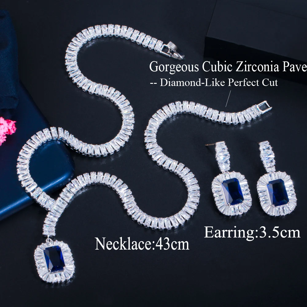 Cubic Zircon Necklace and Earrings Women Party Jewelry Set Wedding Brides T507 bridal jewelry sets