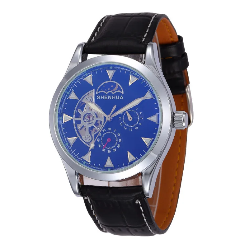 

Shenhua Shen Hua Genuine Product Analog Watch Automatic Analog Watch Moon Phase Symphony Blueray Business MEN'S Watch