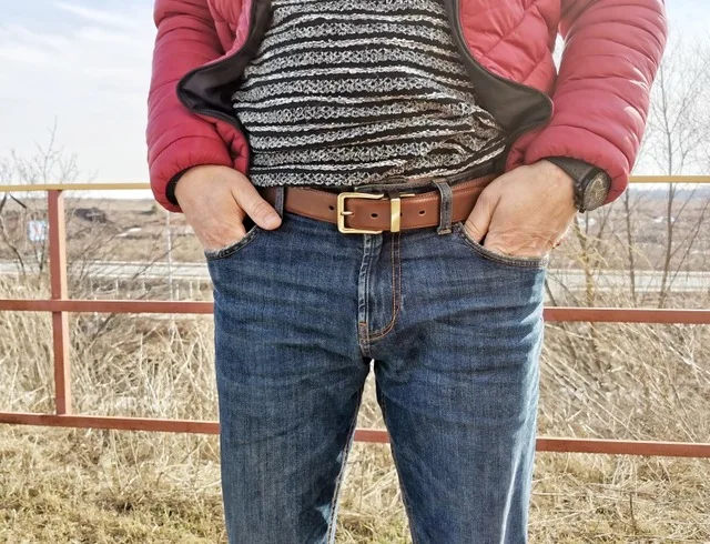 1Pcs Men's Leather Reversible Belts Casual Adjustable Antique Style Rotated Buckle Belt 2 In 1