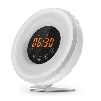 

Sunrise/Sunset Simulated Wake Light Alarm Clock Digital RGB LED Alarm Clock Brightness Adjustable(US PLUG)