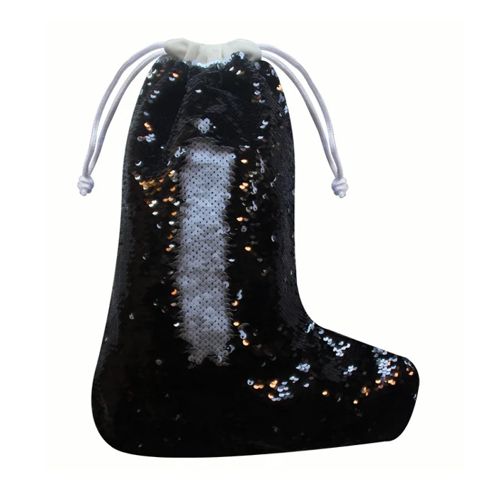 6 шт./лот, волшебные блестки, Рождественский носок для сублимационной печати чернил, подарки DIY 42x26 см - Цвет: Black