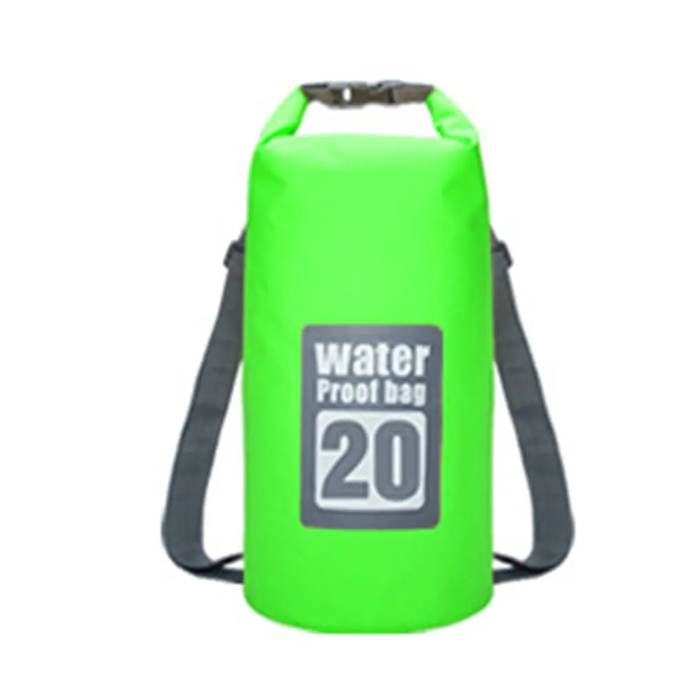 green 20L Водонепроницаемая сумка для плавания, рюкзак для сухого плавания, складная дорожная сумка для хранения, большая емкость для каноэ, рафтинга на каяке - Цвет: green 20L