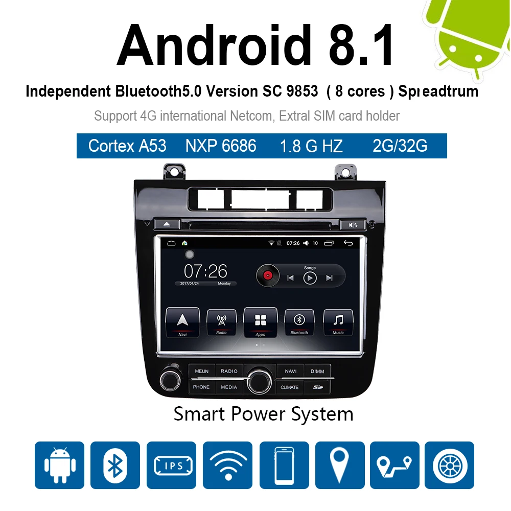 Автомобильный мультимедийный плеер 2 Din Android 8,1 автомобильный DVD для VW/Volkswagen touareg 2011- " 4G/32G/64G сенсорный экран автомобиля радио gps