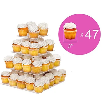 

Acrylic Clear Square Cupcake Cake Dessert Stand Birthday Wedding Party 4 Tiers