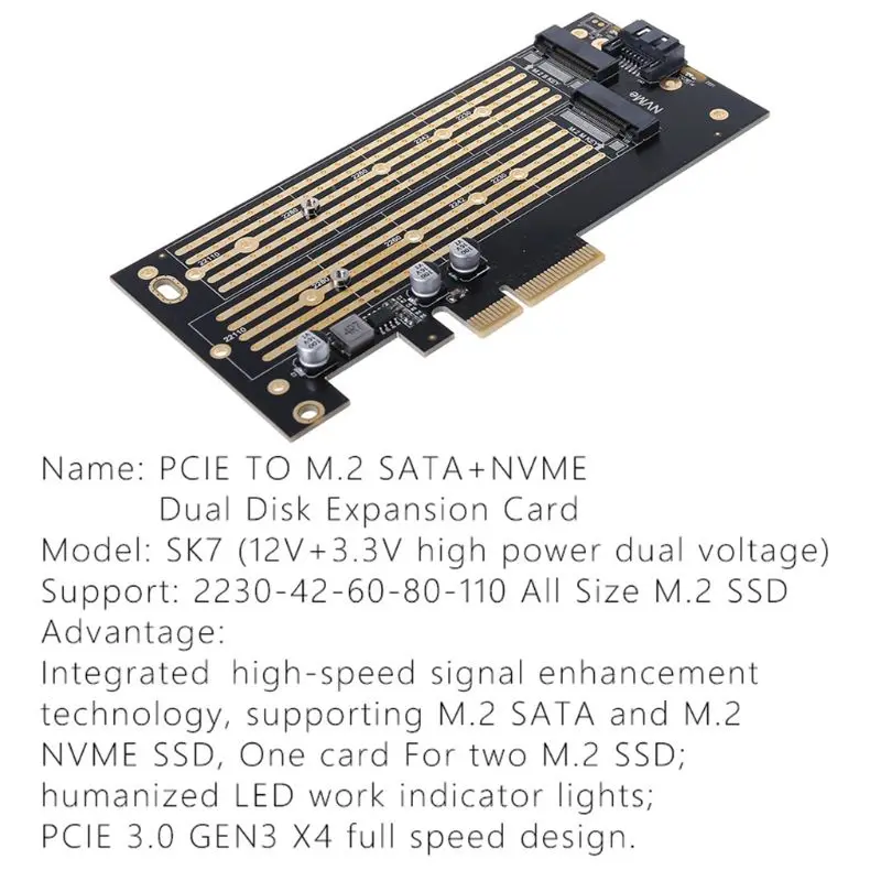 M.2 NVMe SSD NGFF на PCIE X4 адаптер M ключ интерфейс 2230-2280 Плата расширения