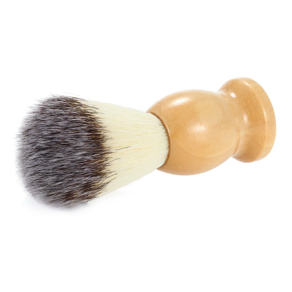 Нейлоновая Щетка для бритья мужские усы волосы Парикмахерская деревянная ручка щетка для бритья инструмент салон - Цвет: As shown