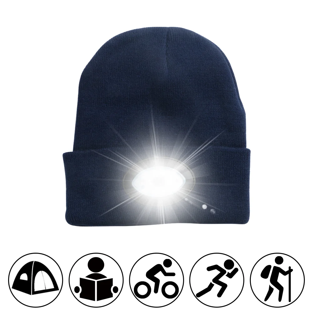 navy led cap 6 светодиодный светильник шапка USB перезаряжаемая Hands Free шапка с фонариком светодиодный шапочки вязаная шапка сохраняет тепло зимой для альпинизма рыбалки на открытом воздухе - Испускаемый цвет: navy led cap