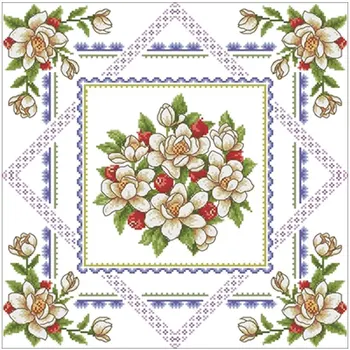 

Magnolia border pattern patterns Counted Cross Stitch 11CT 14CT 18CT DIY Cross Stitch Kits Embroidery Needlework Sets home decor