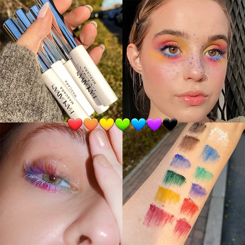 

Stunning Colored Mascara Waterproof 4d Silk Fibre Express Mascara Eyelash Extensions Glitter Balck Blue Green Mascara Cosplay