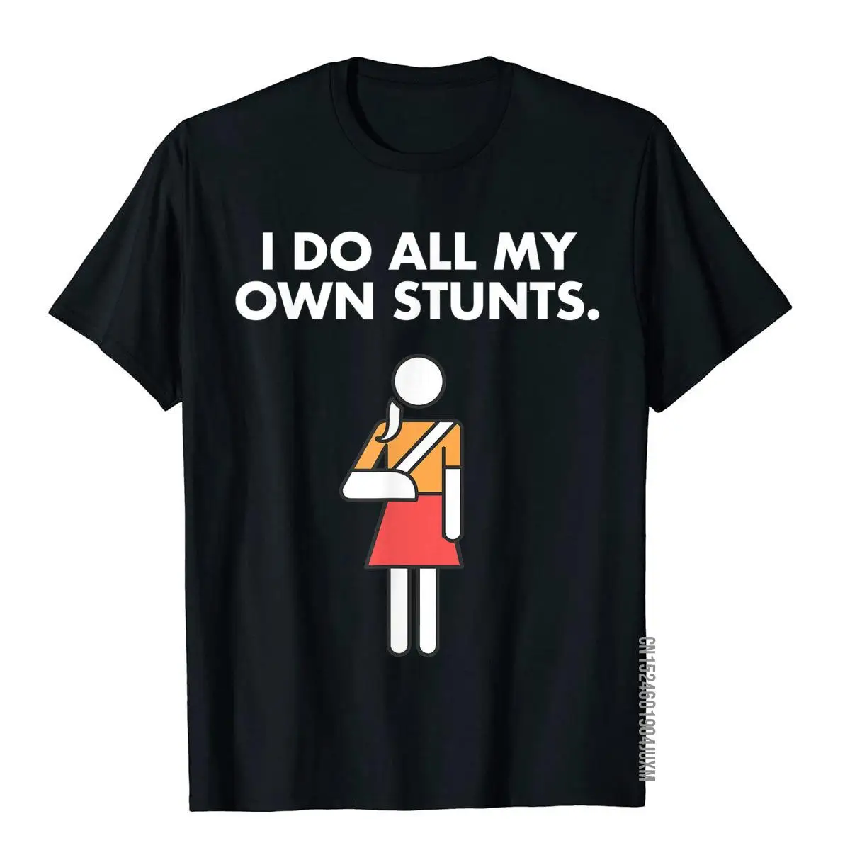 Get Well Funny Injury Arm Broken Arm I do my own stunts T-Shirt__97A3489black