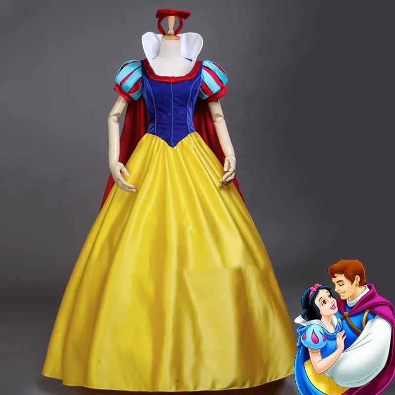 

Top Quality Snow White Princess Cosplay Costume Dress for Halloween Christmas Party Adult Women Girl Fancy Dress Custom Made