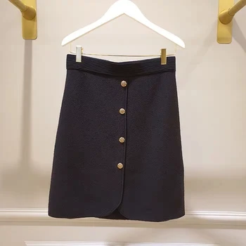 

Solid color Patchwork Button Elasticated waist mini Skirt 2020 new