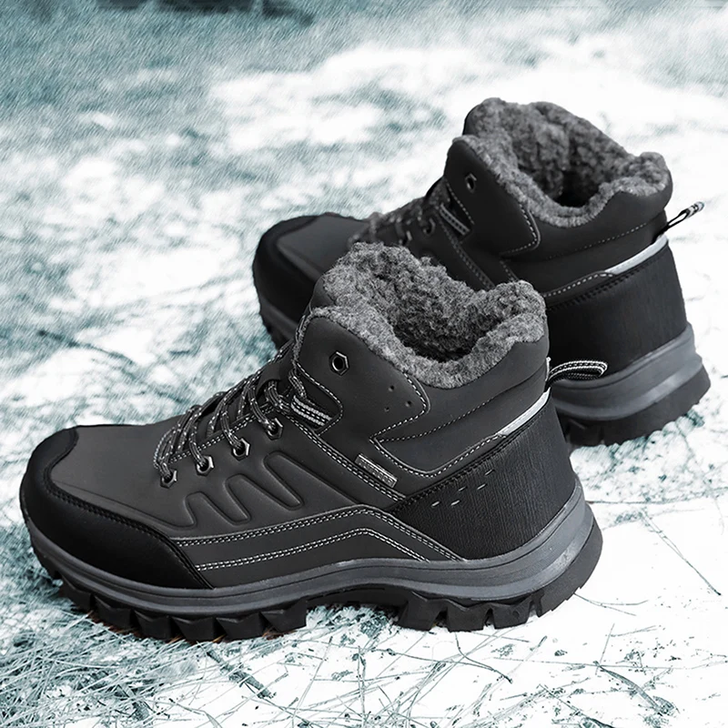 Размера плюс Большие размеры 37-47 Мужские ботинки Теплые зимние Ботильоны для