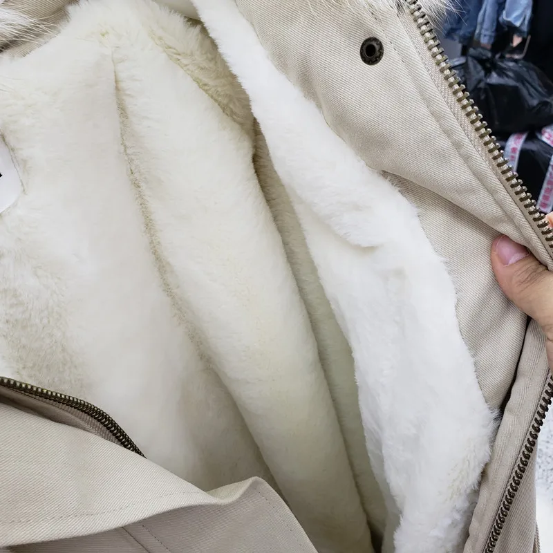Новинка года; зимние парки со съемным воротником из натурального меха; женская утепленная теплая хлопковая одежда; женские пальто из овечьей шерсти с хлопковой подкладкой