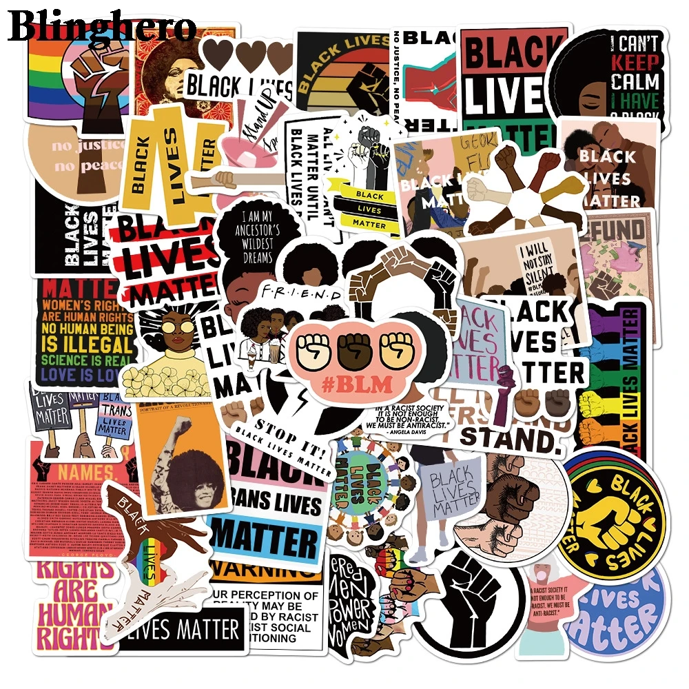 

CA1496 50pcs/set Black Lives Matter Decal Sticker For Stationery Laptop Suitcase Skateboard Motorcycle Waterproof Stickers