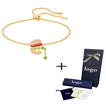 

SWA Fashion New Fast Food Hamburger Decoration Crystal Bracelet Unique Simple Adjustable Lady Gives Lovers Chic Gift