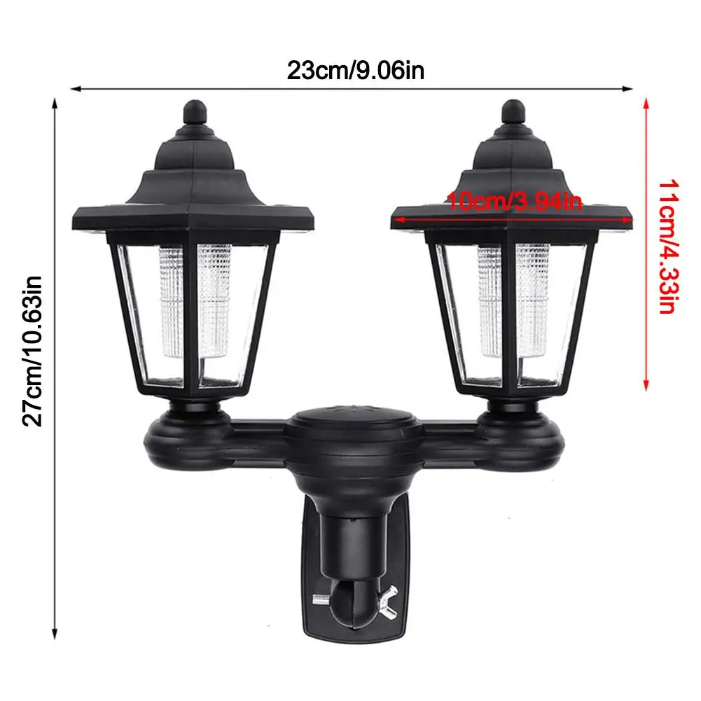 Светодиодный светильник на солнечной батарее с двойной головкой, шестигранная Солнечная лампа, прожектор, водонепроницаемый, наружный, садовый, садовый, настенный, белый свет