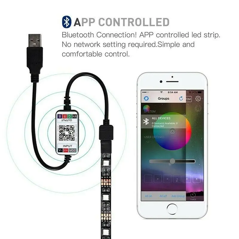1 м 3 5050 RGB Светодиодная лента 5 в USB неоновая Диодная Гибкая полоса подсветка для