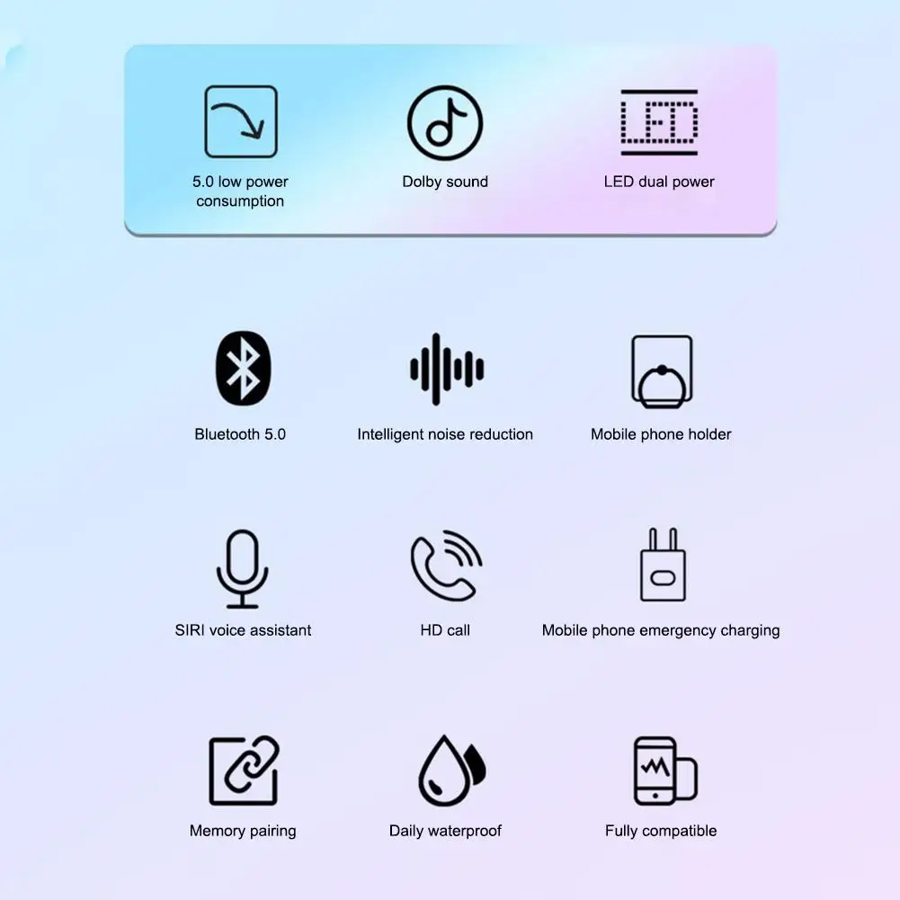 Mini Bluetooth 5.0 Earphone TWS Wireless Head phone Stereo Charging Bein Sport Headset with 2000mAh Power Earphones