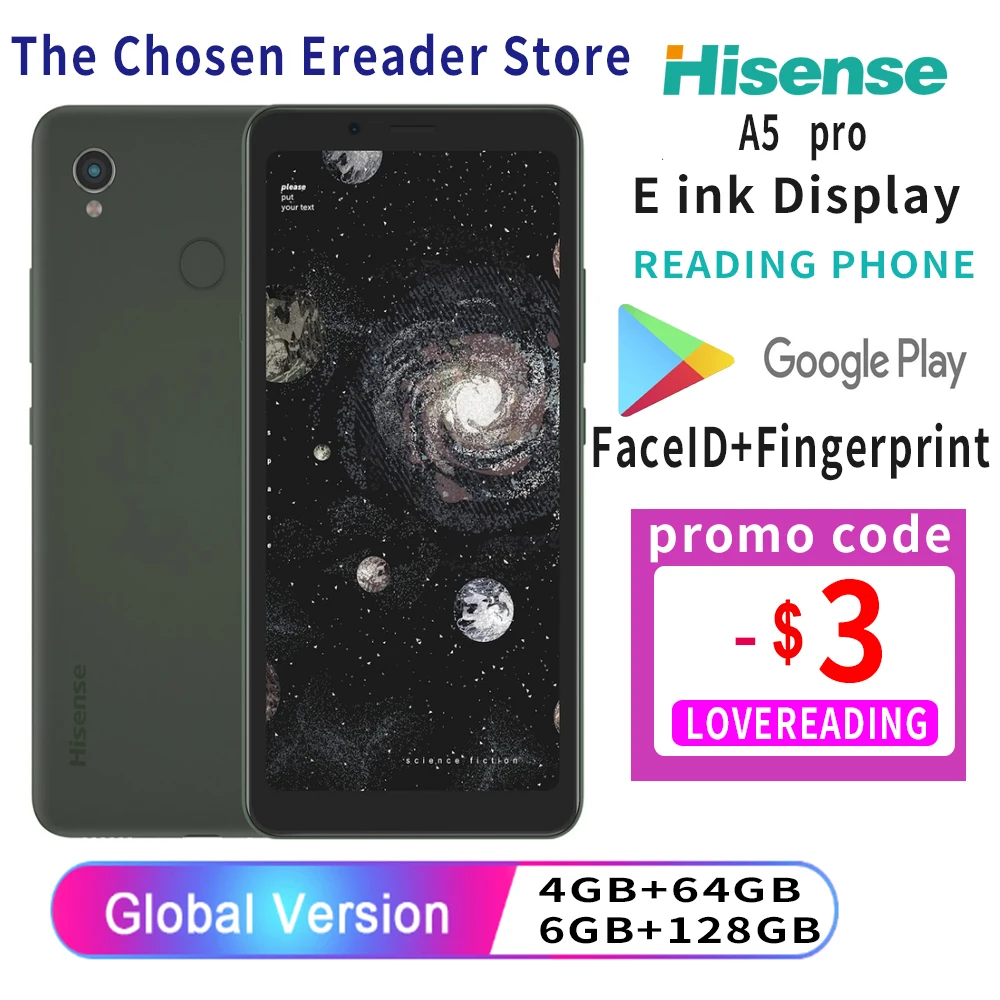 Google play Hisense A5 Pro eink Display Screen FaceID Fingerprint Android 10 5.84&quot Ebook Read Kindle e ink English Smart Phone |