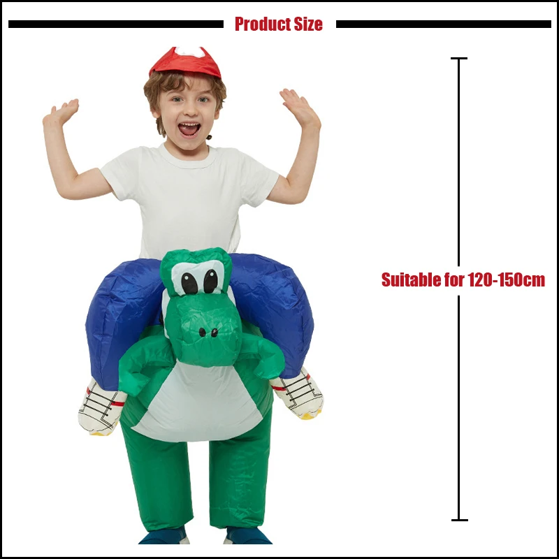Kids Mascot Mario Yoshi Dinosaur Inflatable Costume Boys Girls Riding Dino Party Dress Up Costumes Halloween Cosplay Cartoon Toy Kids Mascot Mario Yoshi Dinosaur Inflatable Costume Boys Girls Riding Dino Party Dress Up Costumes Halloween Cosplay Cartoon Toy