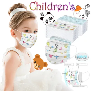 

50pcs Kids Cartoon Disposable Breathable Face Mask Mascarilla For Children 3-layer Dustproof Masque Mondkapjes Fast Ship