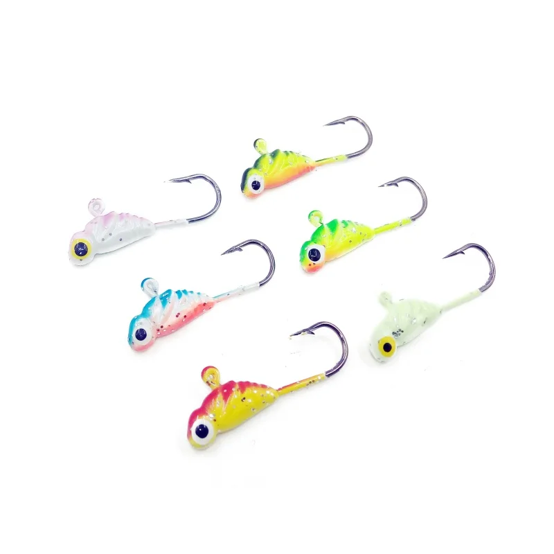 

6PCS/Lot Winter Ice Fishing Hook Lure Metal Insect Bait Fish 26mm/1.9g Lead Head Hook Bait Jigging Fishing Tackle 10# New