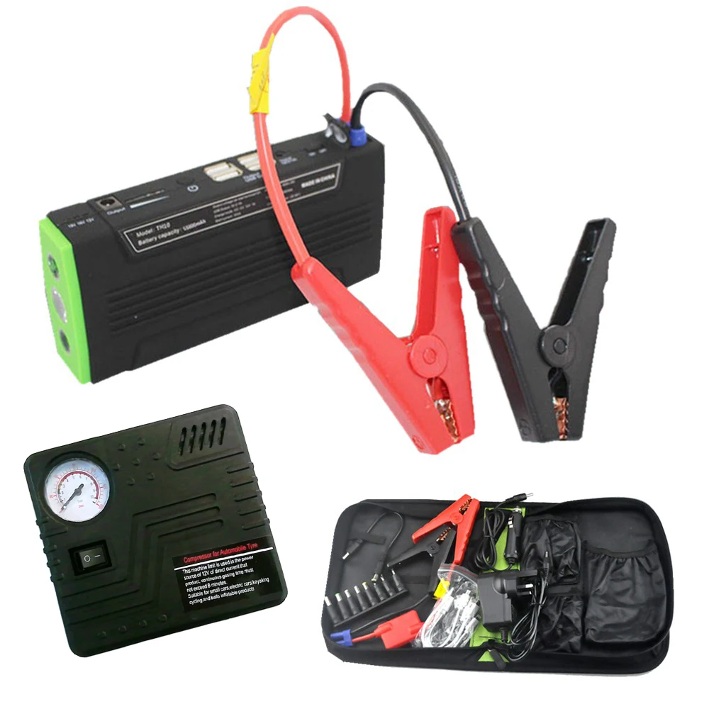 

Muti-function 12V Mini Emergency Jump Starter Booster with Pump External Rechargeable Car Power Bank Portable Battery Charger