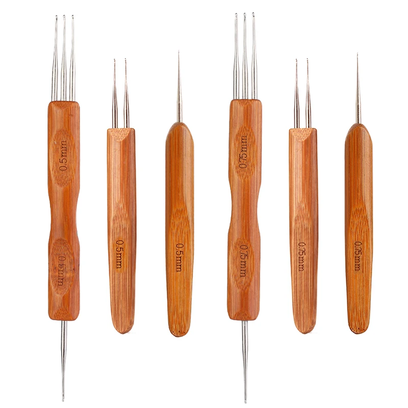 Imzay Profeesional Dreadlock Crochet Bamboo Handle Hook 0.5Mm 0.75Mm 1-Hook 2-Hooks 3-Hooks Needle For Dreads Lock | Дом и сад