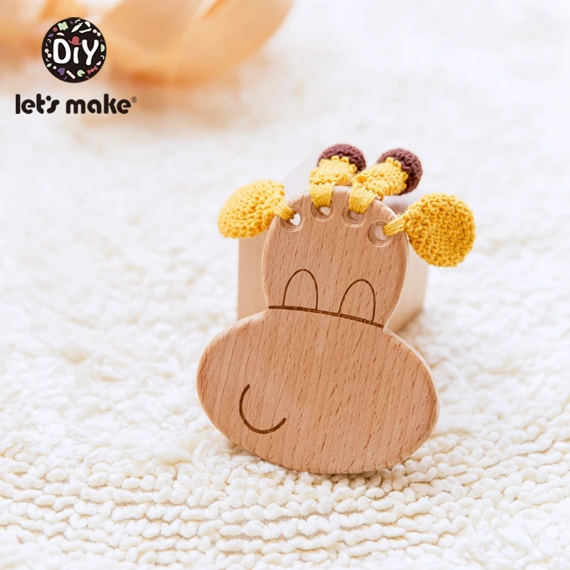 

Let'S Make 1pc Wooden Teethers Cartoon Toys Play Set Wooden Toy Food Grade Giraffe Head Nursery Idea Baby Toys For Kids Gift