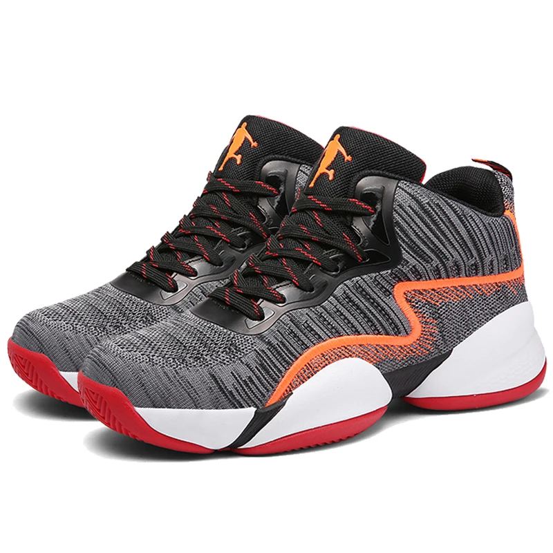 black and gray Мужские баскетбольные кроссовки Jordan, амортизирующие кроссовки для баскетбола, дышащие кроссовки с высоким берцем, дышащие баскетбольные ботинки, большие размеры - Цвет: black and gray