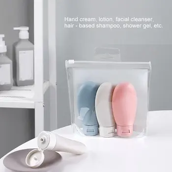 

3pcs Empty Shampoo Shower Gel Tubes Liquid Travel Bottles Lotion Silicone Sub Bottle Makeup Refillable Bottle Beauty Comestic