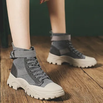 

Winter Autumn Women Keep warm Boots British Wind Students Military Boots Women's Walking Shoes Net Red Short Boots Shoes J1-01