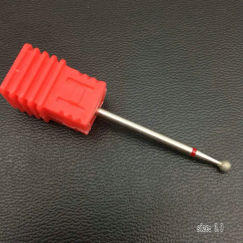 Red-3.0mm 6 Type Round Diamond Nail Drill Bits Rotary Drill For Manicure Electric Machine Accessories Nail Files Cutter Tools - Цвет: Red-3.0mm