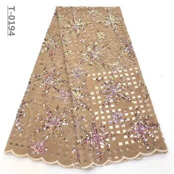 

Sequined Style African High Quality green Net Wedding Lace Fabric New Nigeria velvet Guipure Tulle Sewing Evening Dress Material