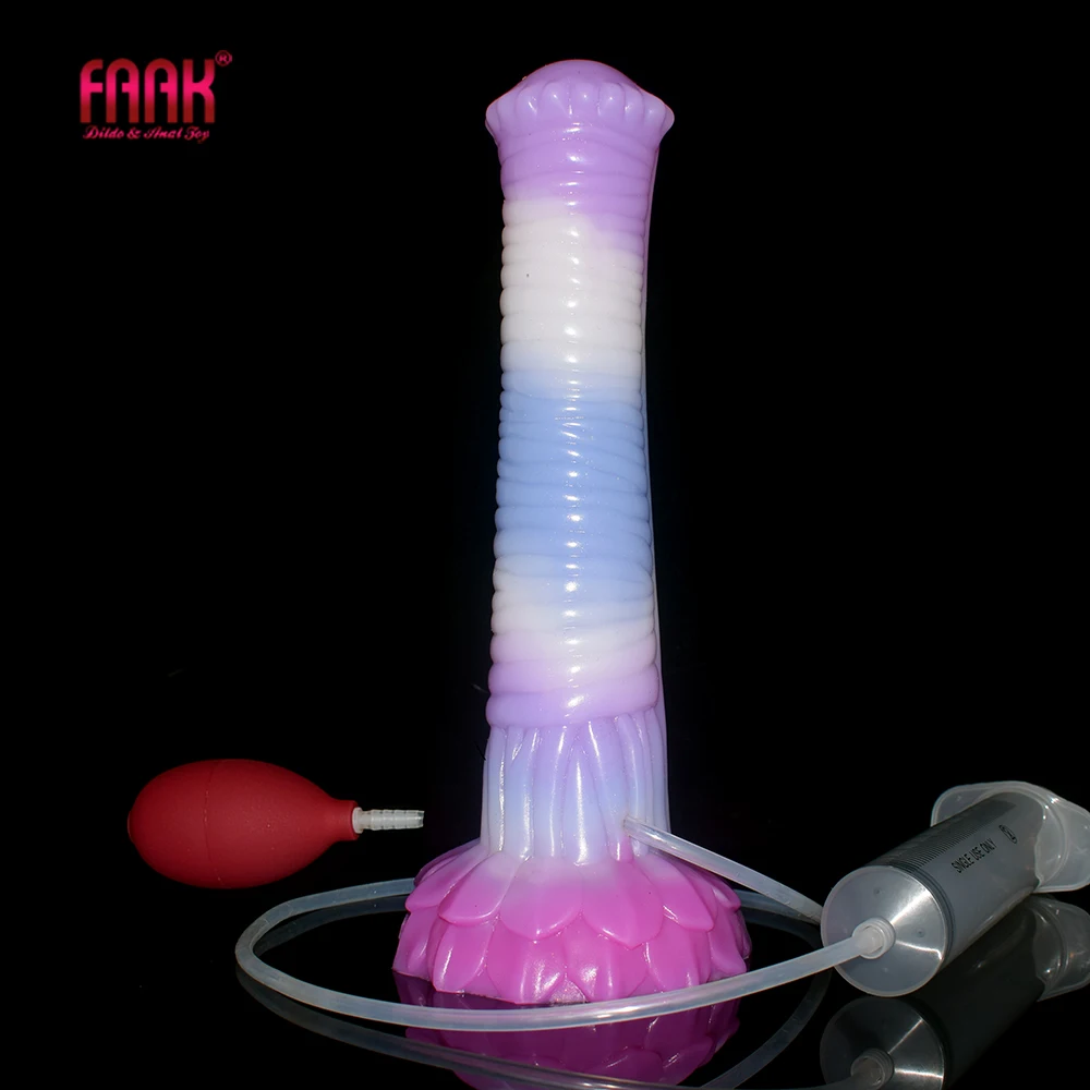 FAAK Ejaculation Horse Dildo Multi Color Animal Penis With Suction Cup  Female Masturbator Syringe Squirting Anal Sex Toys Shop — view 3