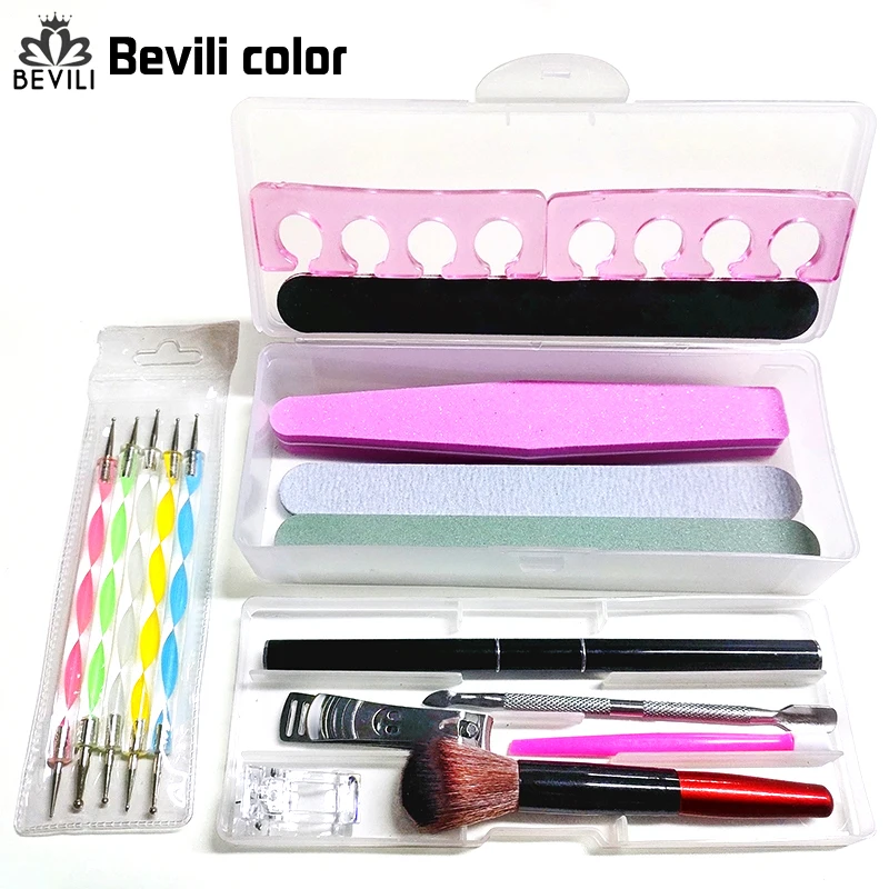 Nail Tools Sets Nail Art storage Box With Tool Kit Sanding Sheet Pusher