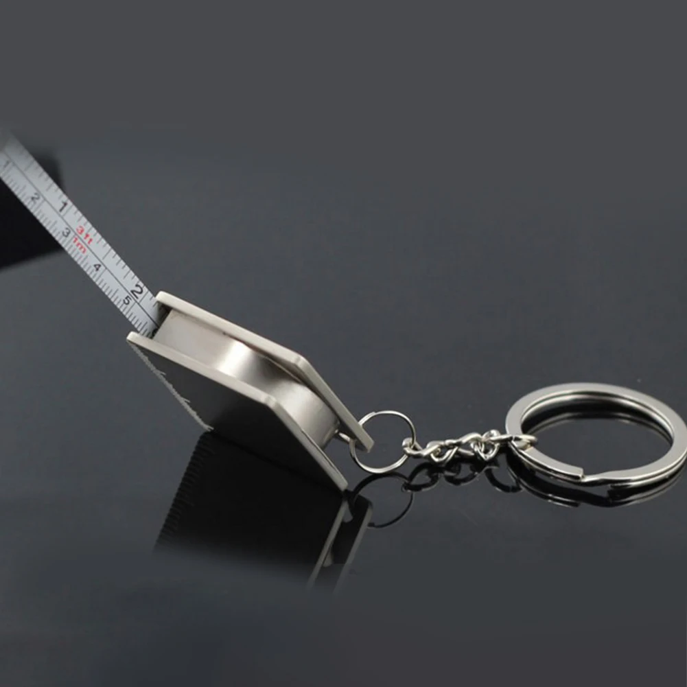 Tape Measure Compact Gauging Tool Retractable DIY Work Sturdy Pull Ruler Dual Use Keychain Anti Lost Practical Durable Square