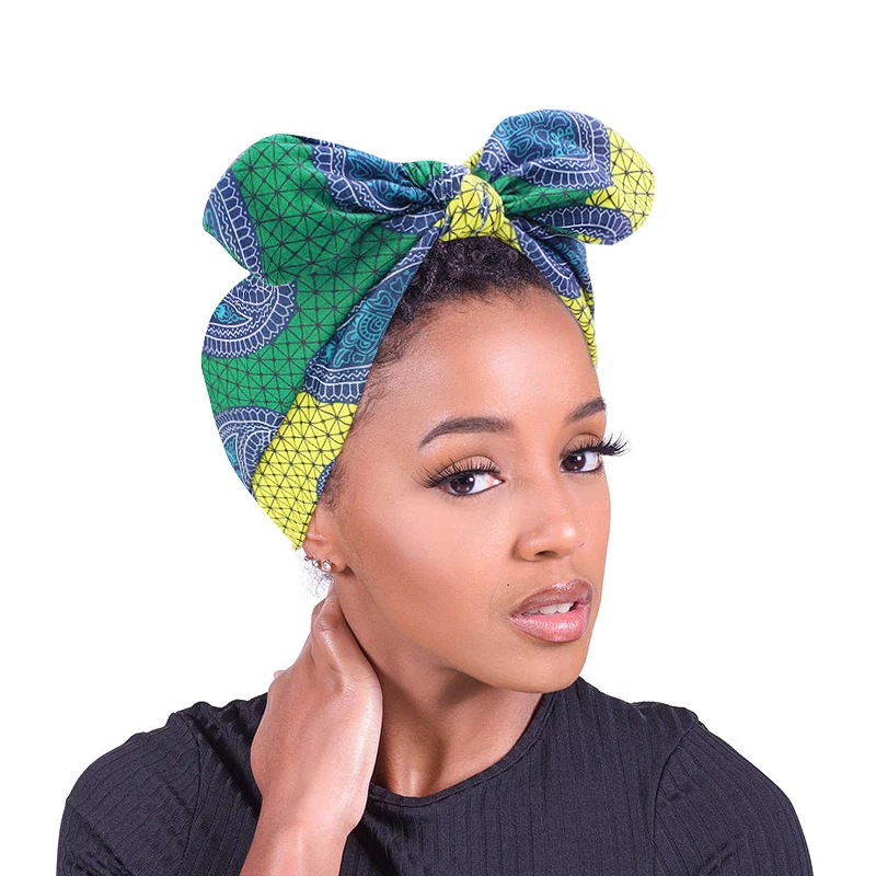 New african pattern bow headband women headwrap elastic turban headscarf fashion hair accessories hair scrunchies