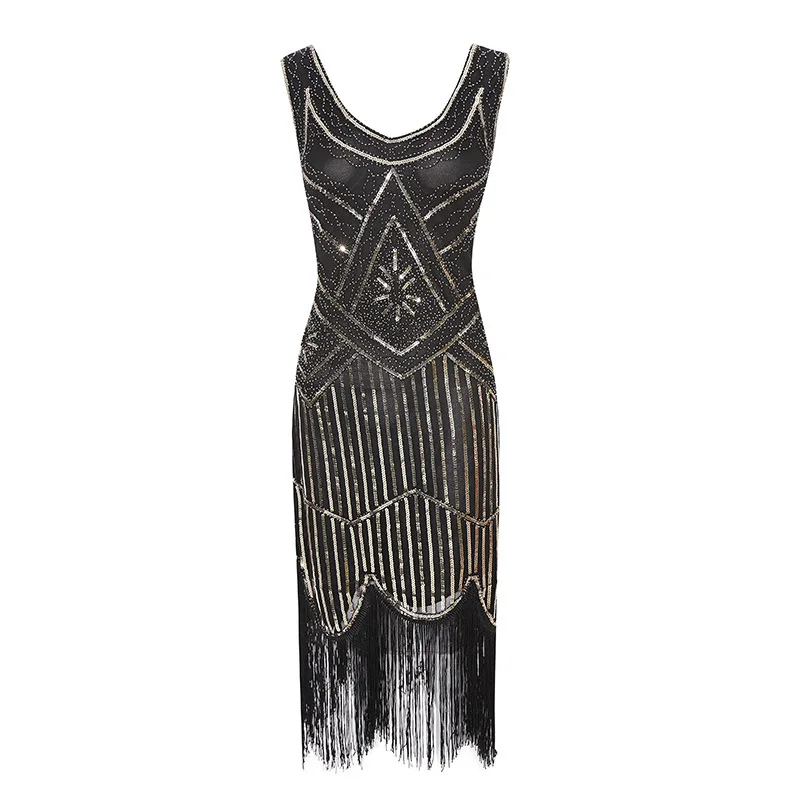 Винтажное платье 1920s Gatsby с блестками, бахромой и Пейсли для женщин, плюс размер XS s M L XL XXL XXXL XXXXL